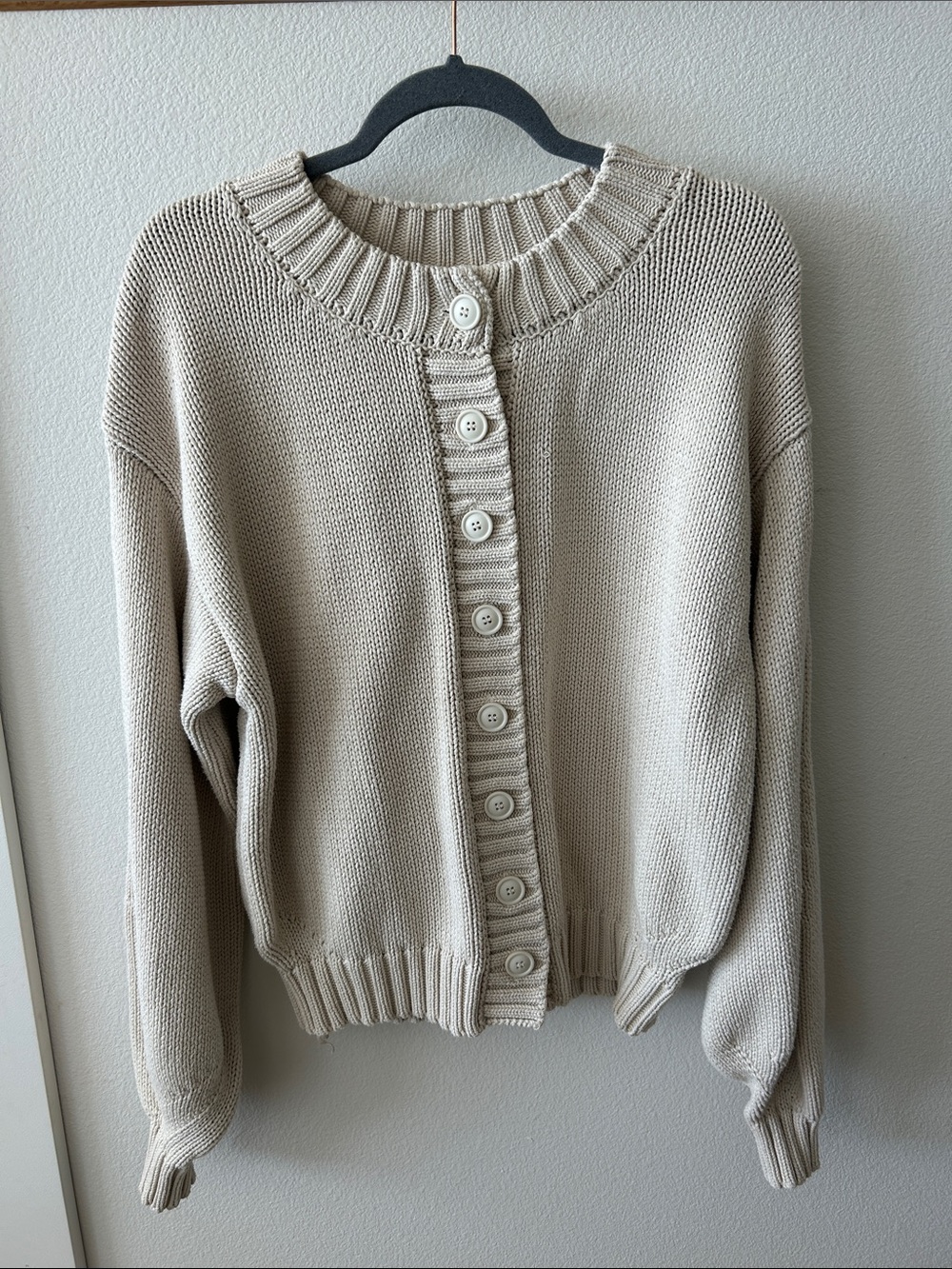 Princess Polly Cream Button-Up Knit Cardigan